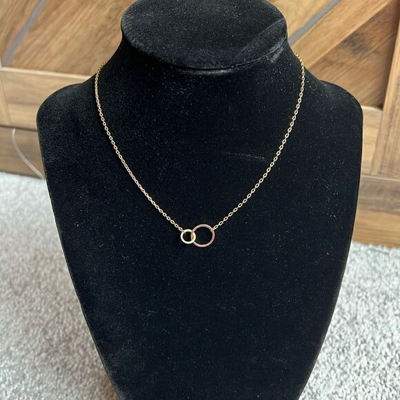 Gold Colored Double Hoop Necklace - Picture 1 of 3